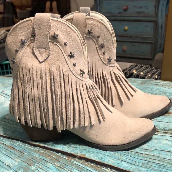 Very Volatile Genuine Suede Fringe Boho Booties - Picture 14 of 14